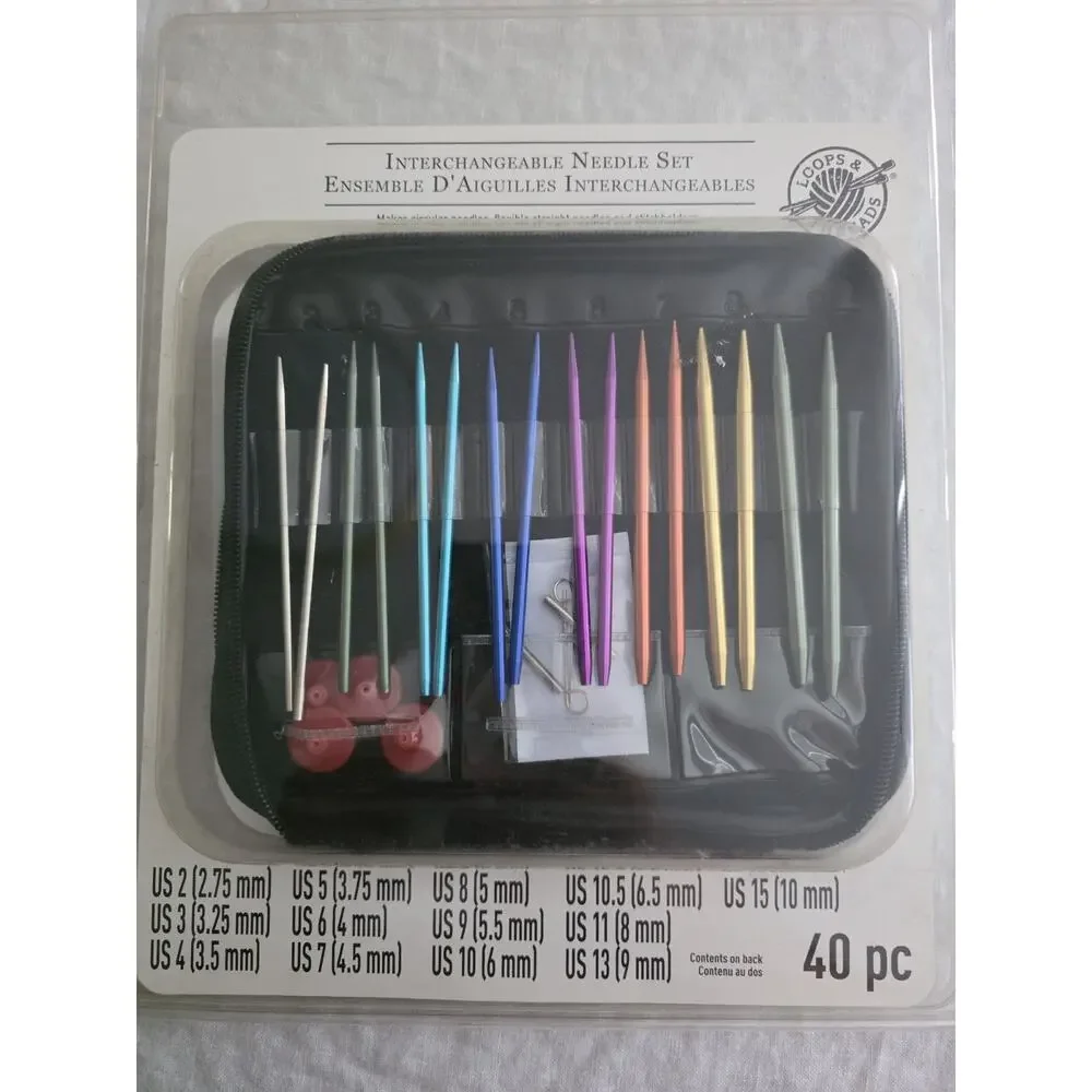 Loops & Threads Interchangeable Knitting Needle 40 pc Set - NEW Rainbow